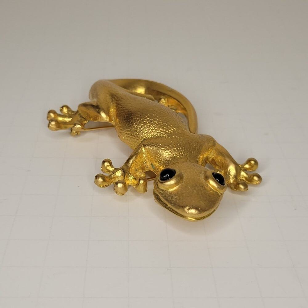 VintageVintage Gold Tone Gecko Lizard Brooch - Picture 11 of 12